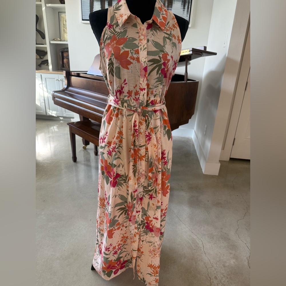 Spartina 449 Tropical Floral Maxi Dress - Pink and Orange